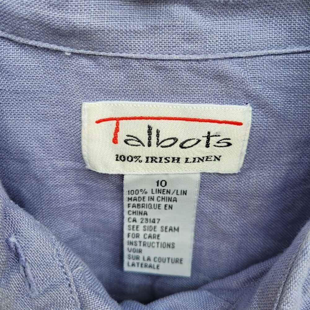 Talbots Irish Linen Button Up Shirt Women's Size 10 Long Sleeve 100% Linen - Picture 3 of 5